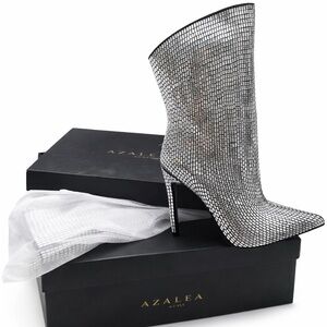 Azalea Silver Heeled Boots for Women